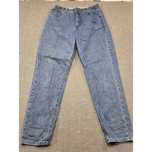 Lee Original Jeans Mens 14M Medium Wash High Waist Elastic Side Relaxed USA Made